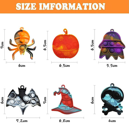GooKit 36 Pack Halloween Mini Pop Push It Keychain Fidget Toys, Halloween Decorations Mini Pop Push It Bubble Fidget Sensory Toys, Halloween Stuffers, for Kids