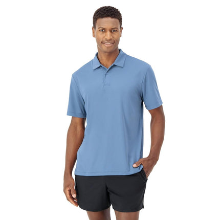 Hanes Moves Performance, Short Sleeve Polo Shirt for Men, Moisture-Wicking, Blue Dive, S
