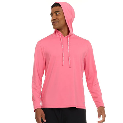 Champion Men's Sun Hoodie, Long Sleeve UPF 50+ Rash Guard Fishing Sun Shirt, Coral, S