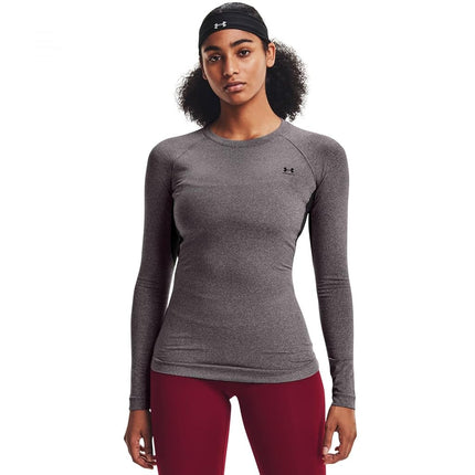 Under Armour Women's Authentics Long Sleeve Crew Neck T-Shirt, Charcoal Light Heather (019)/Black, XL