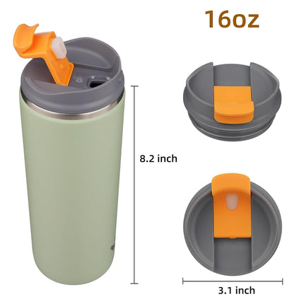 Konokyo Tumbler with Lid, 16 oz Travel Coffee Mug Double Wall Vacuum Stainless Steel Thermal Metal Cup Insulated Water Bottle,Soft Green
