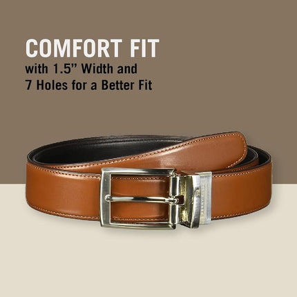 Perry Ellis Men's Amigo Reversible Belt, Luggage Brown, 42