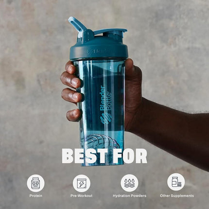Vaso mezclador BlenderBottle Pro Series, perfecto para batidos de proteínas y pre-entrenamiento, 710 ml, azul océano