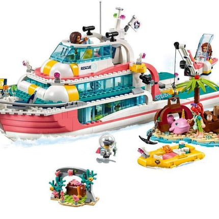 LEGO Friends Rescue Mission Boat 41381 Boat Building Kit with Mini Dolls and Toy Sea Creatures includes Narwhal Figure, Treasure Chest and more for Creative Play (908 Pieces)