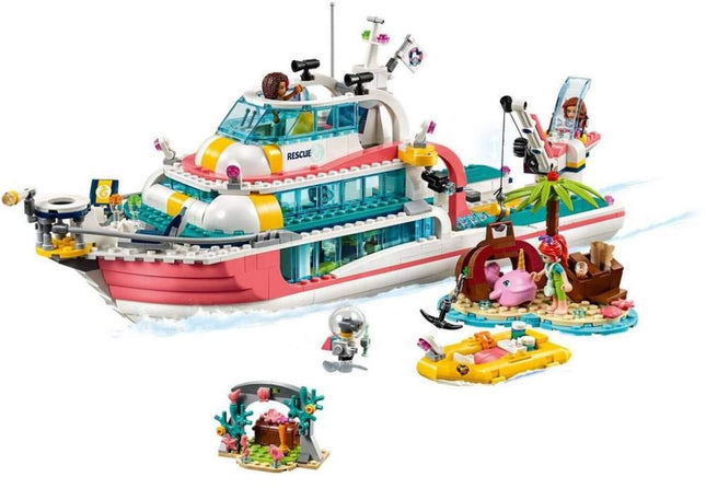 LEGO Friends Barco de Rescate 41381 Kit de Construcción de Barco con Mini Muñecas y Criaturas Marinas de Juguete incluye Figura de Narval, Cofre del Tesoro y más para Juego Creativo (908 Piezas)