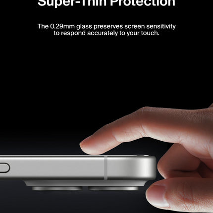 Belkin ScreenForce InvisiGlass Treated Screen Protector for iPhone 16, iPhone 15, & iPhone 14 Pro, Scratch-Resistant Impact Protection w/Included Easy Align Tray for Bubble Free Application - Made