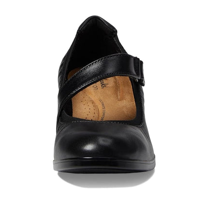 Clarks Women's Emily 2 Mabel Pump, Black Leather, 7