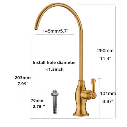 Grifo Purificador de Agua Potable de Oro Cepillado, Grifo de Agua Delle Rosa Dorado para Sistema de Filtro de Agua Debajo del Fregadero, Grifo Moderno de Osmosis Inversa de Latón, Grifo de Fregadero de Barra de Oro Cepillado