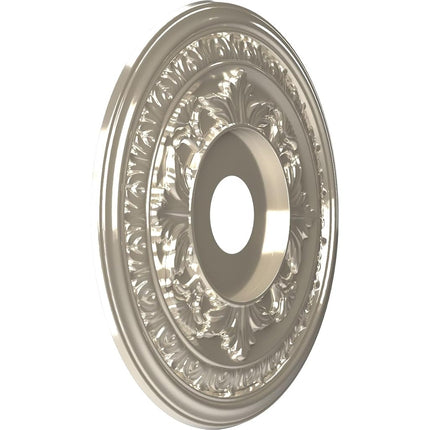 Ekena Millwork CMP19BABCR Baltimore Thermoformed PVC Ceiling Medallion (Fits Canopies up to 7 3/4"), 19"OD x 3 1/2"ID x 1"P, Bright Coat Chrome