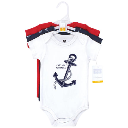 Hudson Baby Unisex Baby Cotton Bodysuits, Nautical Anchor, 18-24 Months, Nautical Anchor, 18-24 Months
