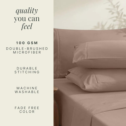 Hearth & Harbor Extra Deep Pocket Sheets - Fits Mattress 18-24 Inches Deep - Extra Deep Pocket Full Size Sets - 6 Piece Full Size - Full - Taupe Sheets