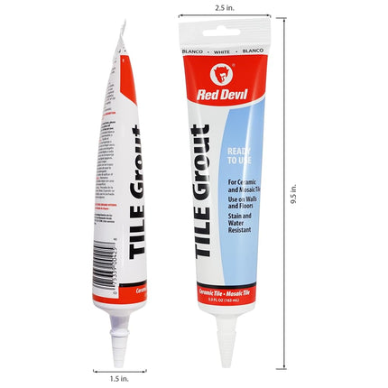 Red Devil Pre-Mixed Tile Grout Squeeze Tube 163 ml, White
