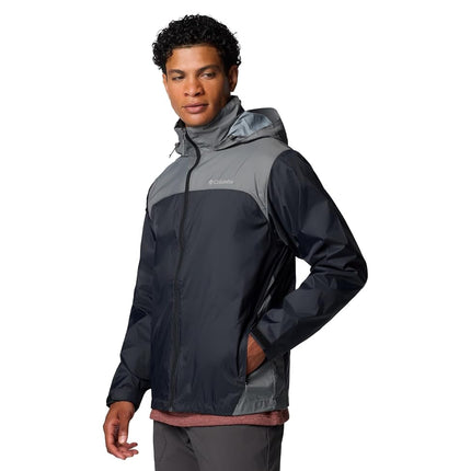 Columbia Mens Glennaker Lake II Rain Jacket, Black/City Grey, 2X