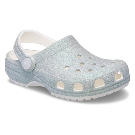 Crocs Unisex Kids Clog, Classic Iridescent Glitter Clog K, White, 4 UK Child