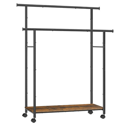 SONGMICS Clothes Rack with Wheels, Double-Rod Clot