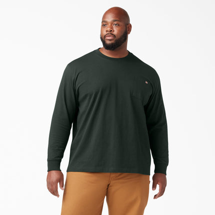 Dickies Camiseta de manga larga de cuello redondo de peso pesado para hombre, talla grande-alta, verde cazador, XXXL/alta