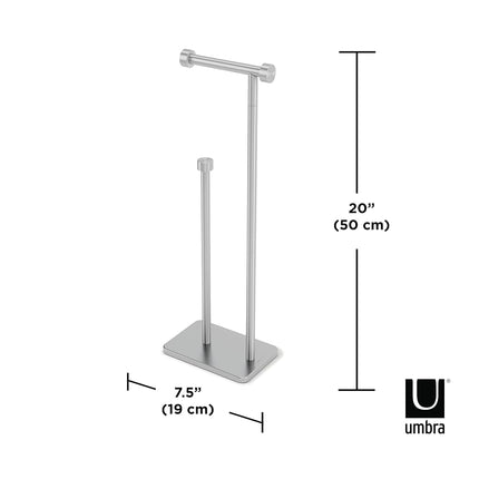 Umbra Cappa Toilet Paper Stand, Freestanding Metal with Reserve, Nickel