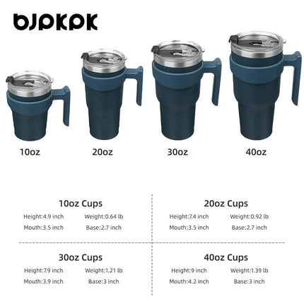 BJPKPK Tumbler with Handle 10oz Stainless Steel Insulated Tumbler Mugs with Lid and Straw for Women and Men,Navy Blue