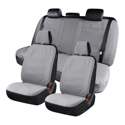Coverado Car Seat Covers Front, Canvas Universal Seat Covers for Cars, 2-Pack Car Seat Cushions, Auto Seats Protectors for Kids & Dogs, Driver Seat Covers Fit for Most Vehicles Trucks SUVs/Gray