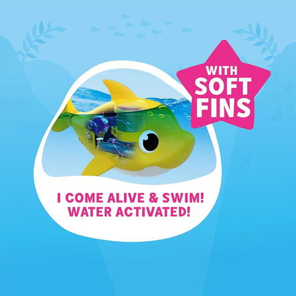 Robo Alive Junior Baby Shark Water-Activated Sing and Swim Bath Toy for Preschoolers by ZURU (Blue, Daddy Shark)