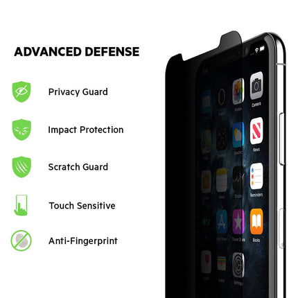 Belkin SCREENFORCE Protector de Pantalla de Vidrio Templado con Privacidad para iPhone Xs Max, iPhone 11 Pro Max, OVA005zz