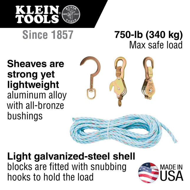 Klein Tools 1802-30S Block and Tackle with Cat. No. 268 Block