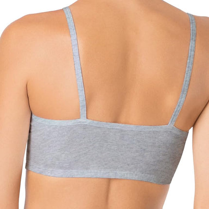 Fruit of the Loom Women's Spaghetti Strap Cotton Sports Bra, Red Hot/White/Grey Heather, 32 (Pack of 3)