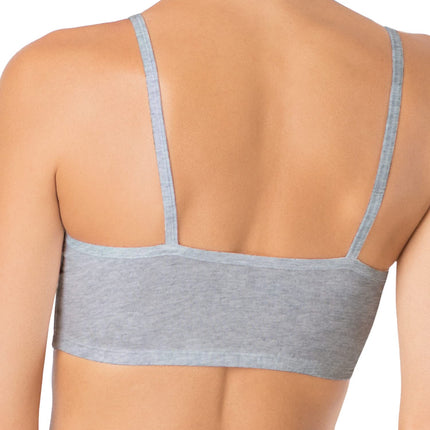Fruit of the Loom Women's Spaghetti Strap Cotton Sports Bra, Red Hot/White/Grey Heather, 32 (Pack of 3)