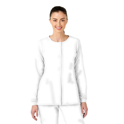 WonderWink Women's Crew Neck Warm Up Jacket, White