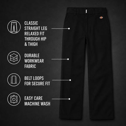 Dickies Women's Flex Original Fit Work Pants, Black, 8 Tall