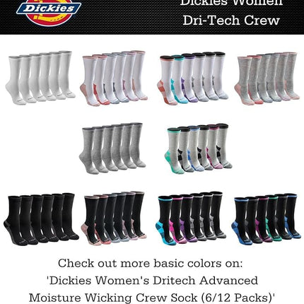 Dickies Women's Dri-tech Fashion Moisture Control Crew Socks, Available in S-XL (5, 6, 12, Stripe (6 Pairs), X-Large (Pack of 6)