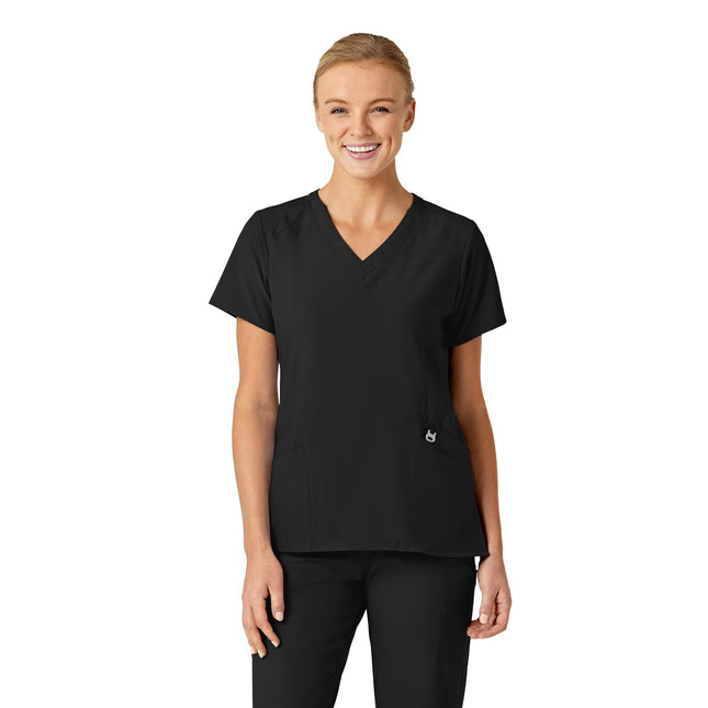 WonderWink 6155ABLACXL W123 Women's Stylized V-Nec