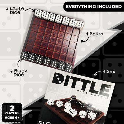 Dittle - Dice Battle | Ages 6+ | Unique Wooden Coffee Table Games for Adults and Family | Best Board Games for Kids 2 Player | Bar Games for Adults Indoor Tabletop Games | Wood Table Top Games Adult