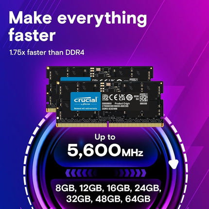 Crucial DDR5 RAM 32GB Kit (2x16GB) 4800MHz, Desktop Computer Memory, CL40 - CT2K16G48C40U5