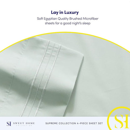 Sweet Home Collection Luxury Bedding Set with Flat, Fitted Sheet, 2 Pillow Cases, Find Double Brushed Microfiber, Mint, Twin