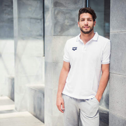 ARENA Unisex's Team Line Short Sleeve Tech Polo Shirt for Men and Women, White, XS