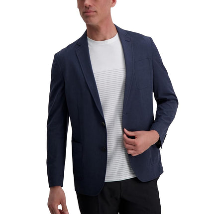 Haggar Men's Smart Wash Performance Tech Blazer Tailored Fit Heather Navy