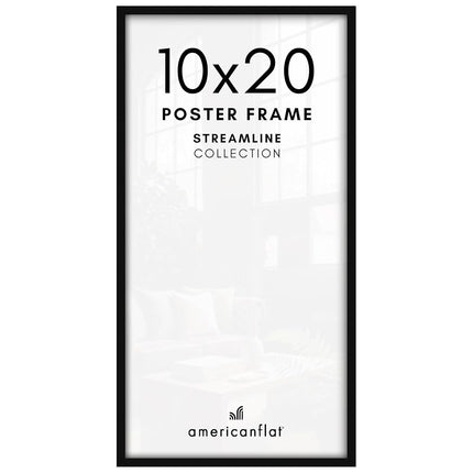 Americanflat 10x20 Picture Frame with Polished Plexiglass - Streamline Collection - Thin Border Picture Frame for Wall Display - Hanging Hardware Included - Black