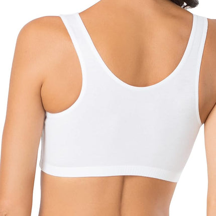 Fruit of the Loom Women's Spaghetti Strap Cotton Pull Over 3 Pack Sports Bra in Fashion Colors, Mint Chip/White/Grey Heather, 32