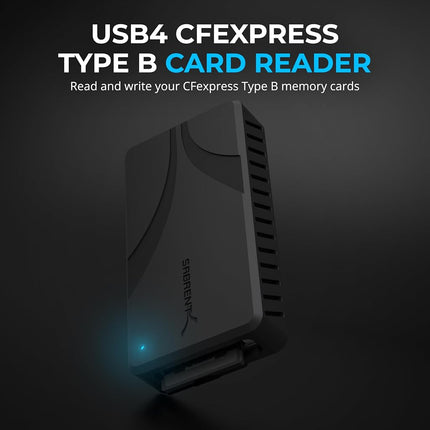 SABRENT USB4 CFexpress Type B Card Reader – 40Gbps Transfer Speed, Aluminum Alloy Body, Detachable USB-C Cable, Silicone Sleeve, OTG Support – Compatible with Cameras, Laptops, and Cages (CR-U4XB)