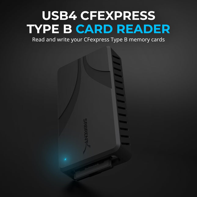 SABRENT USB4 CFexpress Type B Card Reader – 40Gbps Transfer Speed, Aluminum Alloy Body, Detachable USB-C Cable, Silicone Sleeve, OTG Support – Compatible with Cameras, Laptops, and Cages (CR-U4XB)