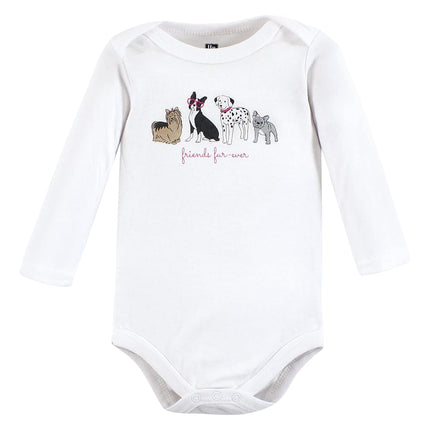 Hudson Baby unisex-baby Cotton Long-sleeve Bodysuits, Girl Dogs 7-pack, Preemie
