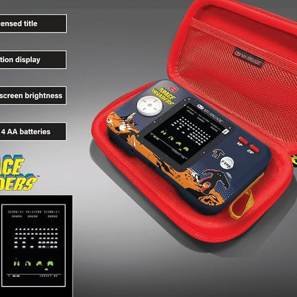 MY ARCADE DGUNL-7150 Space Invaders Pocket Player Pro Portable Game System with Carrying Case