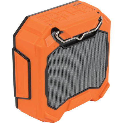 KLEIN TOOLS AEPJS3 Bluetooth Jobsite Speaker With Magnet and Hook, 20-Hr Run Time, Charge Via USB A or C, Pair Multiple Speakers Via Broadcast, Hands Free Capable