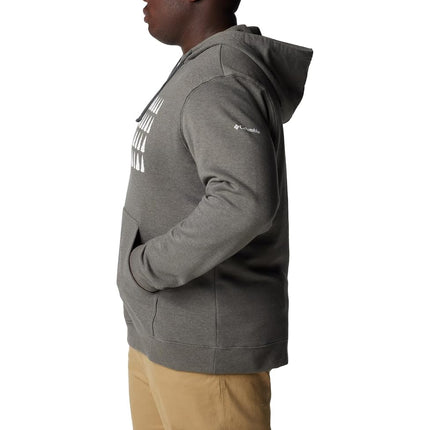 Columbia Men's Trek Graphic Hoodie, Charcoal Heather/Treeline Flag Graphic, XX-Large