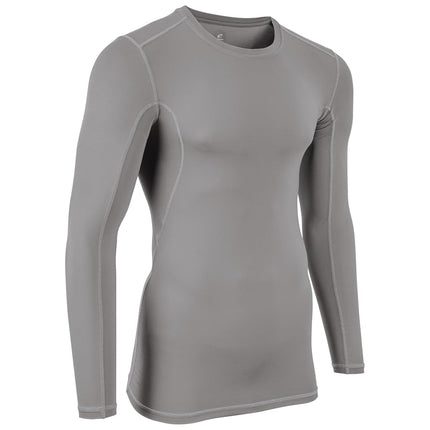 CHAMPRO Long Sleeve Compression Shirt - Polyester/Spandex, Adult Medium, Grey