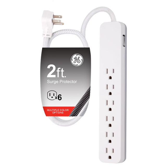 GE UltraPro 6-Outlet Power Bar Surge Protector, 2 