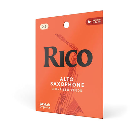 D’Addario Woodwinds - Rico Alto Sax Reeds - Reeds for Alto Saxophone - Alto Saxophone Reeds Crafted for Beginners, Students, Educators - Strength 2.5, 3-Pack