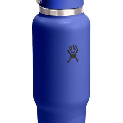 Hydro Flask Travel Water Bottle - Insulated Stainless Steel - Wide Straw Lid, Non Spill, Leakproof in 40 Oz Capri Blue