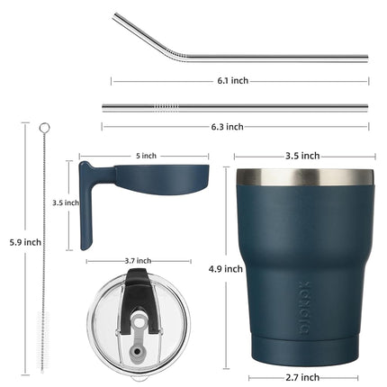 BJPKPK Tumbler with Handle 10oz Stainless Steel Insulated Tumbler Mugs with Lid and Straw for Women and Men,Navy Blue